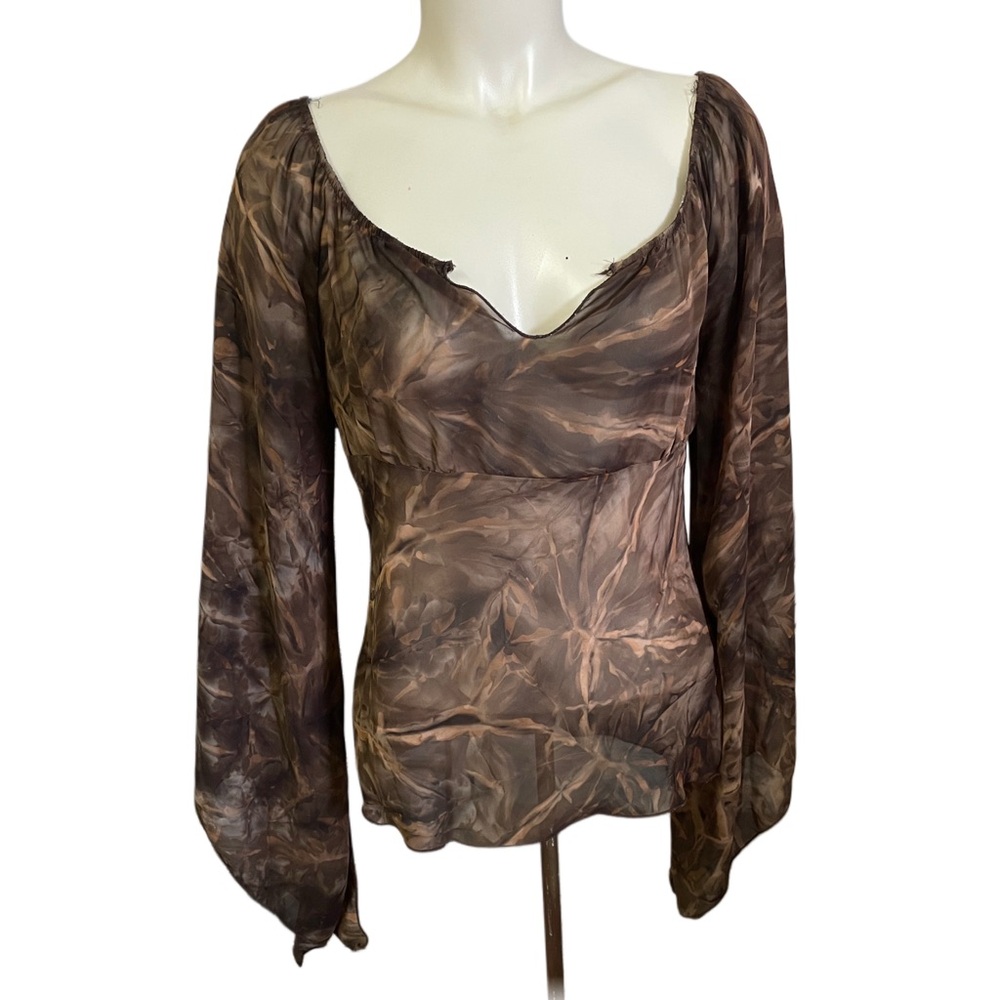 Elegant Brown Sheer Women's Top